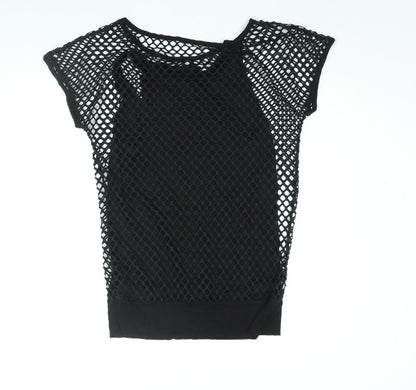 Melrose Womens Black Viscose Basic Blouse Size 14 Round Neck