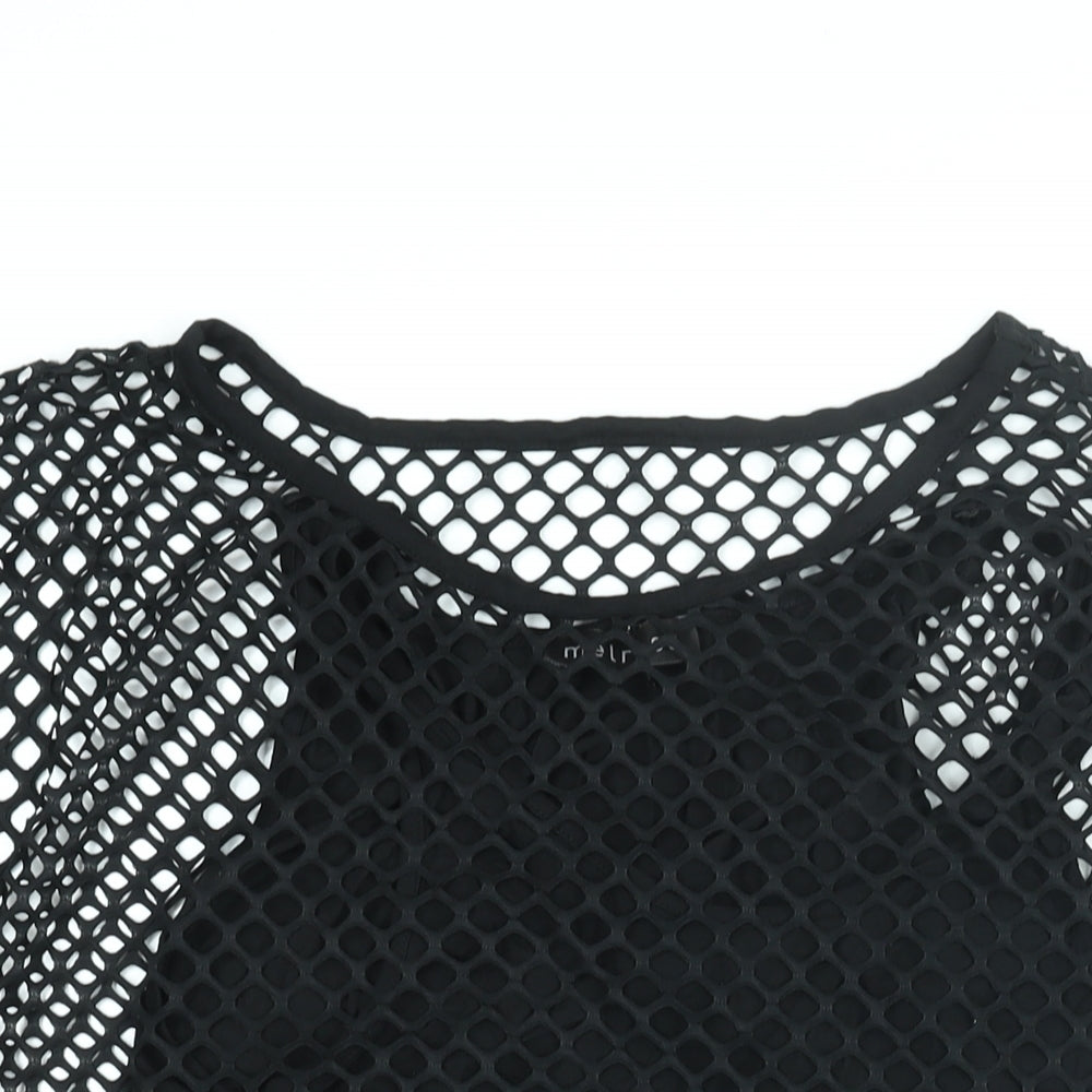 Melrose Womens Black Viscose Basic Blouse Size 14 Round Neck