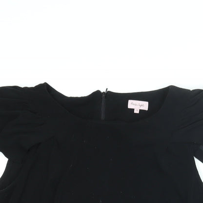 Phase Eight Womens Black Polyester Basic Blouse Size 14 Round Neck
