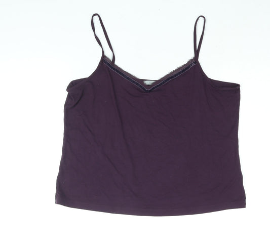 Marks and Spencer Womens Purple Viscose Basic Tank Size 20 V-Neck - Velvet Trim
