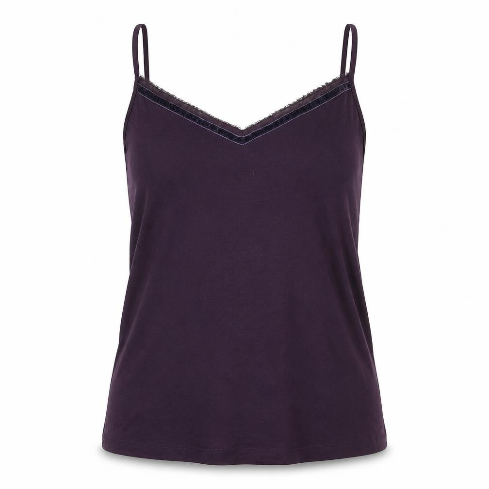 Marks & Spencer Womens Purple Viscose Basic Tank Size 20 V-Neck - Velvet Trim