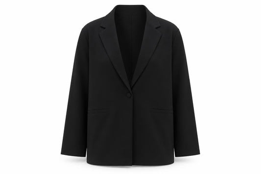 Front view of ASOS women’s black jacket blazer, size UK 8, button