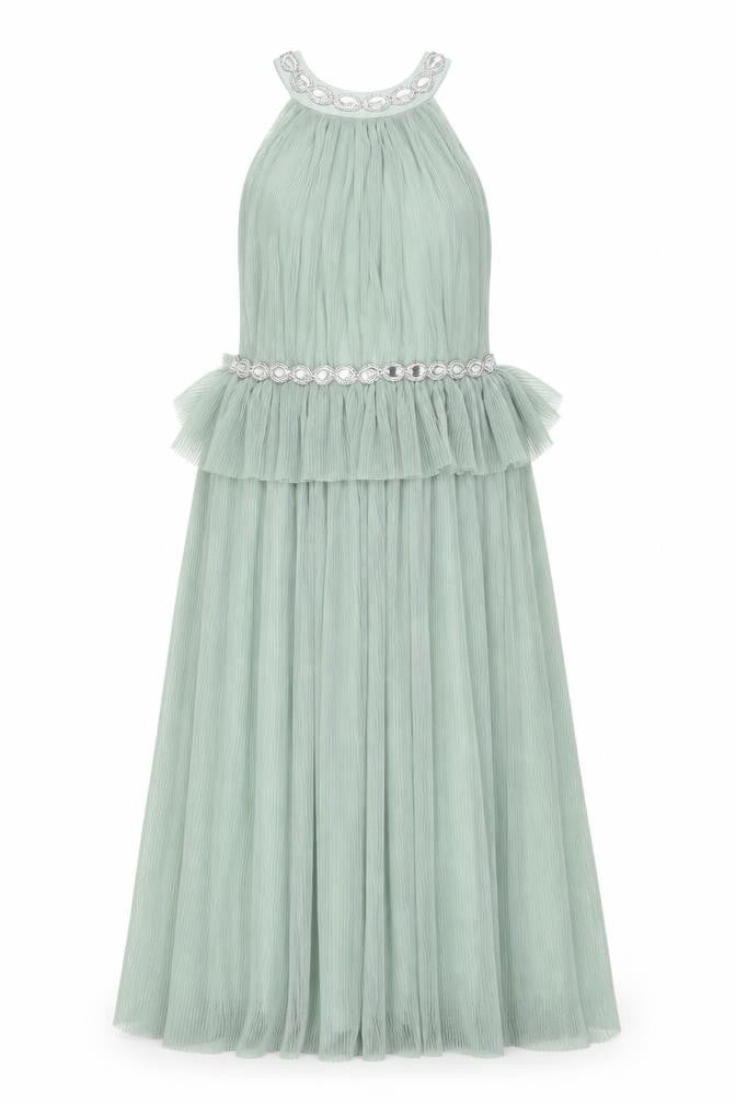 ASOS Womens Green Polyester Shift Size 14 Halter Button - Rhinestone Detail