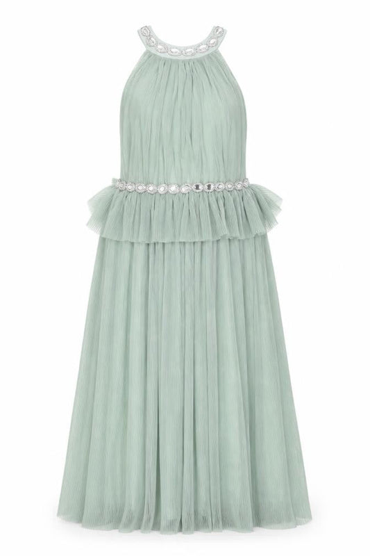 ASOS Womens Green Polyester Shift Size 14 Halter Button - Rhinestone Detail