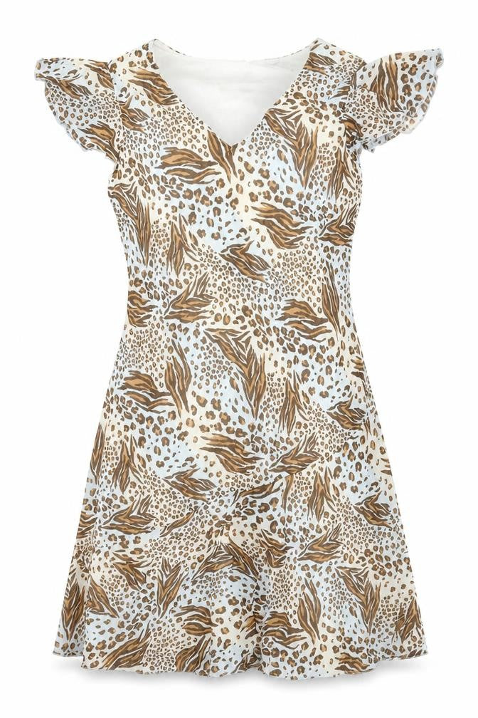 Milano Womens Multicoloured Animal Print Viscose Shift Size 16 V-Neck Pullover