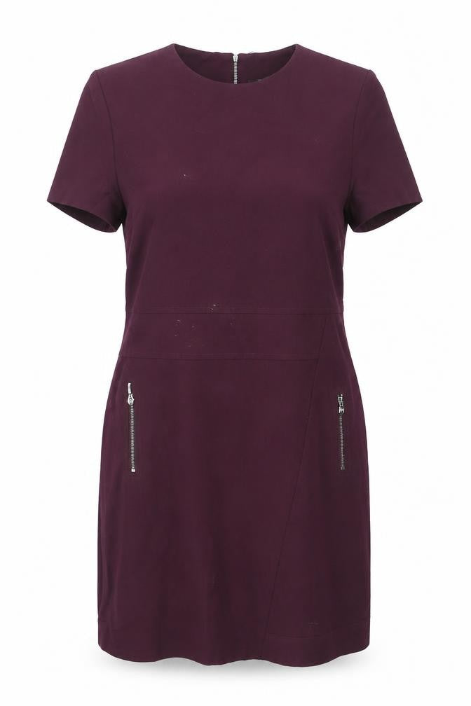 NEXT Womens Purple Polyester Shift Size 12 Round Neck Zip - Zip