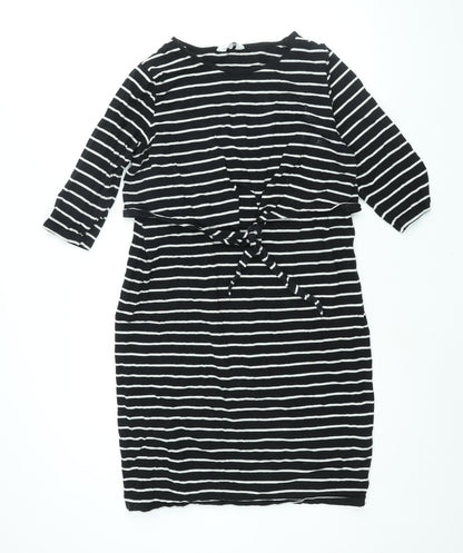 Blooming Marvellous Womens Black Cotton Shift Size 18 Round Neck Pullover - Tie Detail
