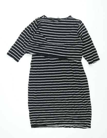 Blooming Marvellous Womens Black Cotton Shift Size 18 Round Neck Pullover - Tie Detail