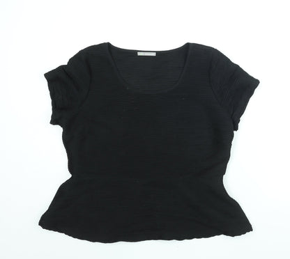 Marks & Spencer Womens Black Polyester Basic Blouse Size 18 Round Neck - Textured