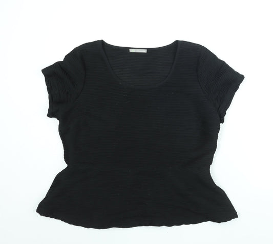 Marks and Spencer Womens Black Polyester Basic Blouse Size 18 Round Neck - Textured
