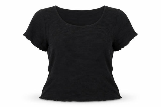 Marks and Spencer Womens Black Polyester Basic Blouse Size 18 Round Neck - Textured