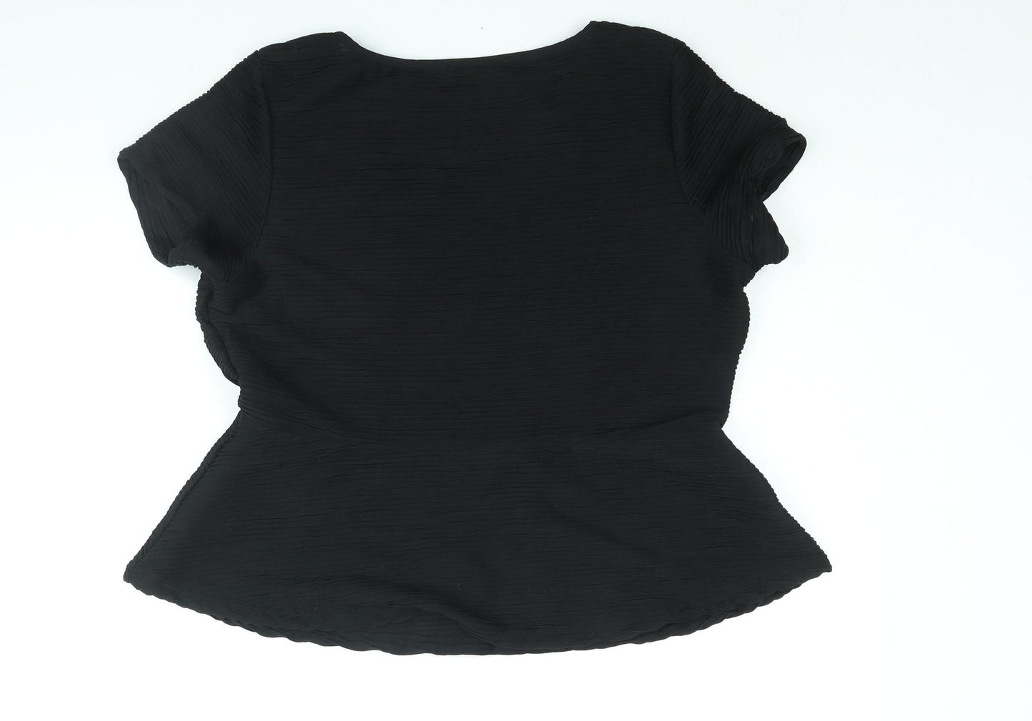 Marks and Spencer Womens Black Polyester Basic Blouse Size 18 Round Neck - Textured