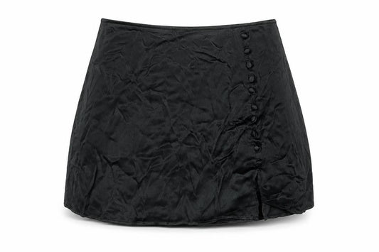 Zara Womens Black Viscose Skort Skirt Size S Zip - Button Detail