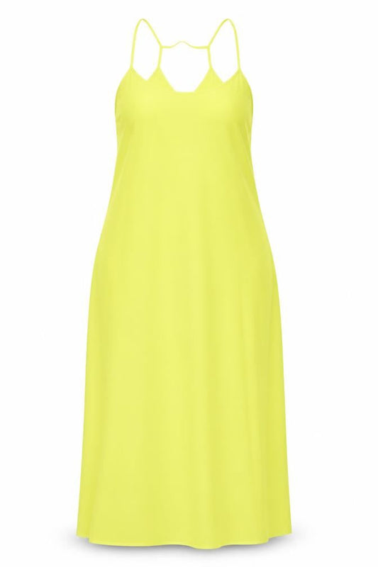 Warehouse Womens Yellow Polyester Maxi Size 14 Scoop Neck Pullover - Side Slits