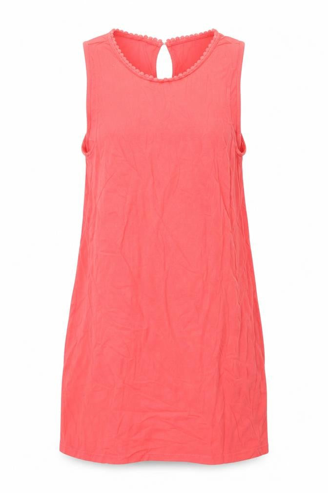 Marks & Spencer Womens Pink Linen Shift Size 8 Round Neck Button