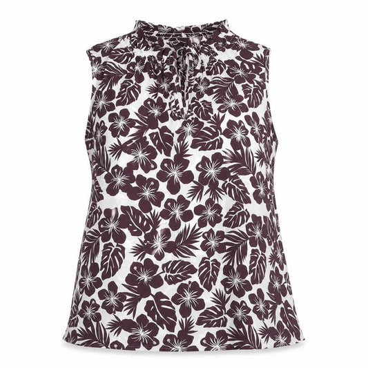 Marks and Spencer Womens Purple Floral Polyester Basic Blouse Size 10 Mock Neck