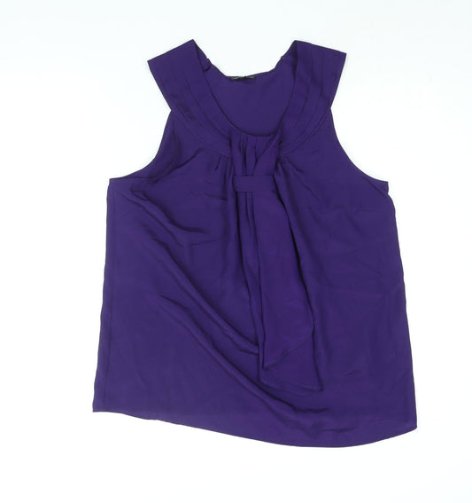 Marks and Spencer Womens Purple Polyester Camisole Blouse Size 14 Round Neck - Waterfall