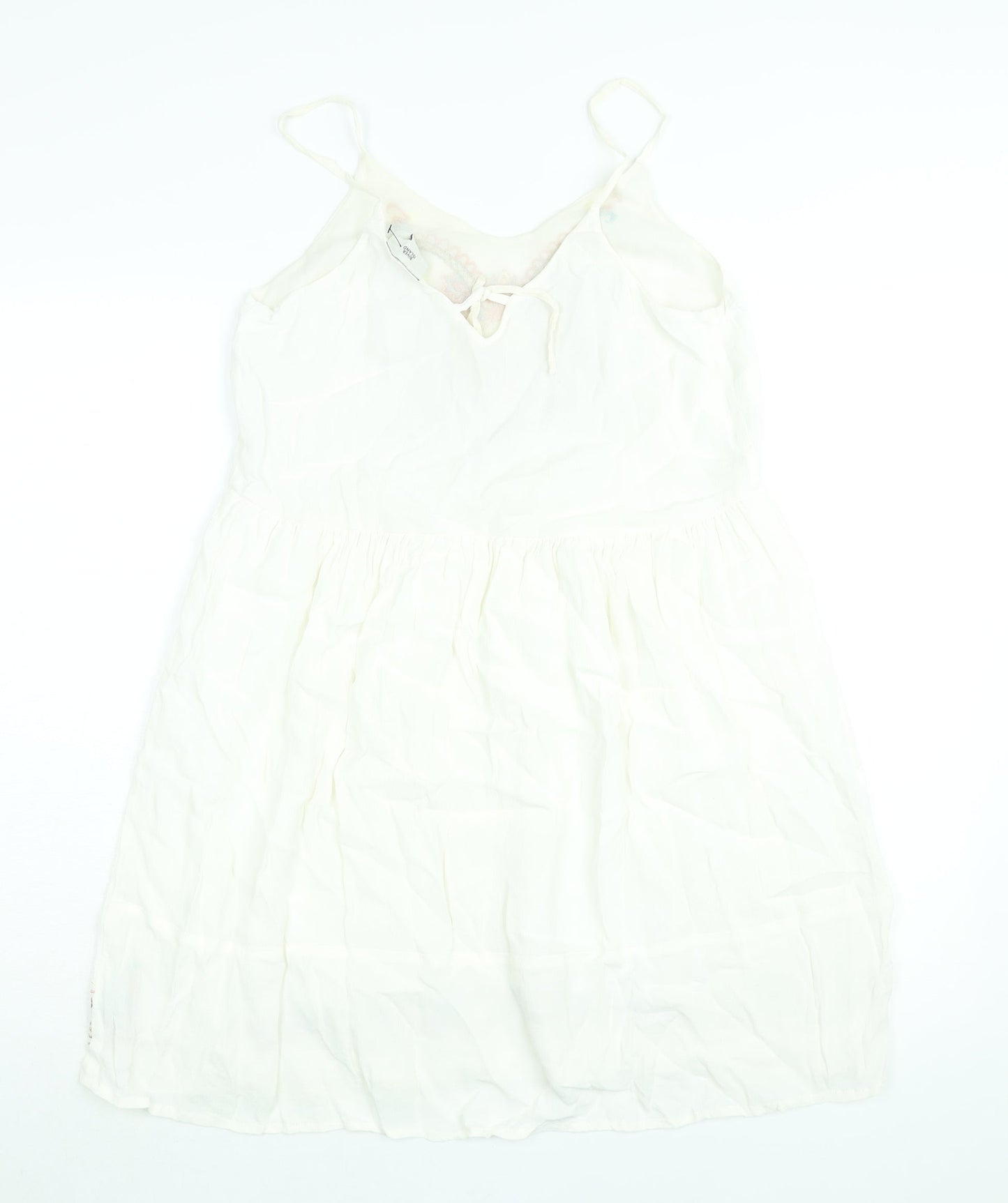 River Island Womens White Viscose A-Line Size 8 Scoop Neck Pullover - Embroidered