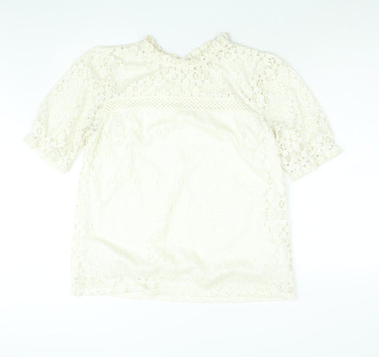 Preloved Faith & Joy Womens Ivory Polyester Basic Blouse Size XL Mock Neck - Front