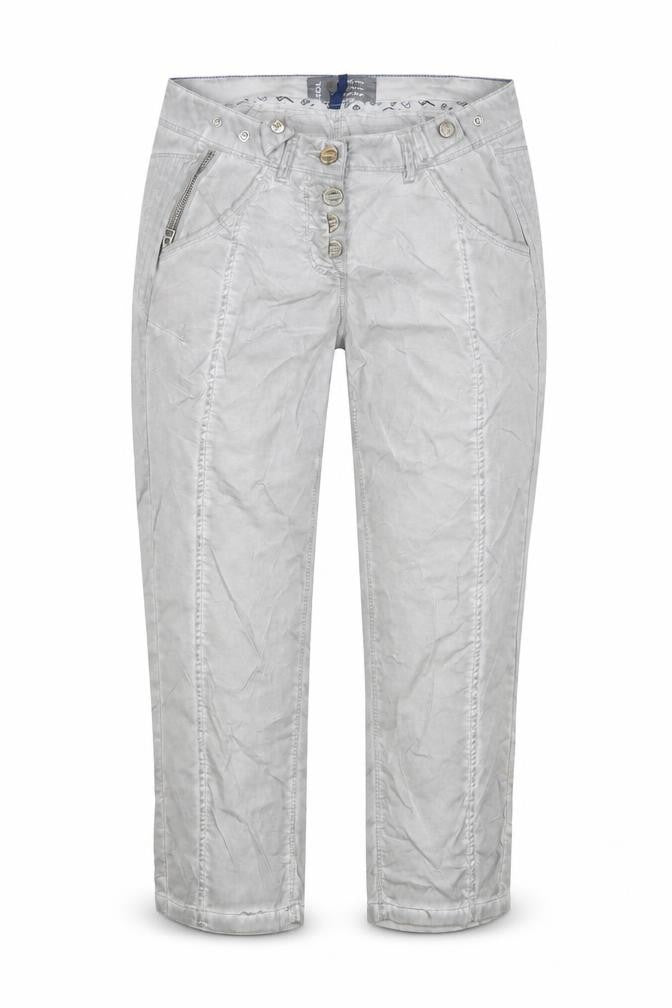 Cecil Womens Grey Cotton Capri Trousers Size 25 in L22 in Regular Button
