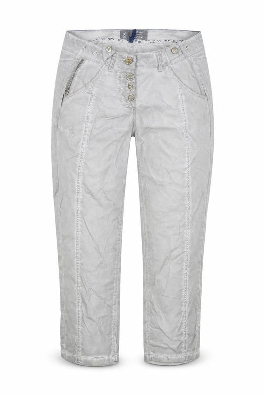 Cecil Womens Grey Cotton Capri Trousers Size 25 in L22 in Regular Button