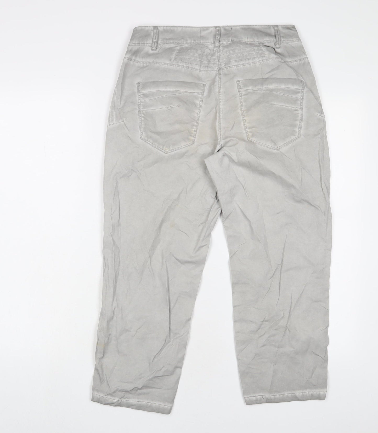 Cecil Womens Grey Cotton Capri Trousers Size 25 in L22 in Regular Button