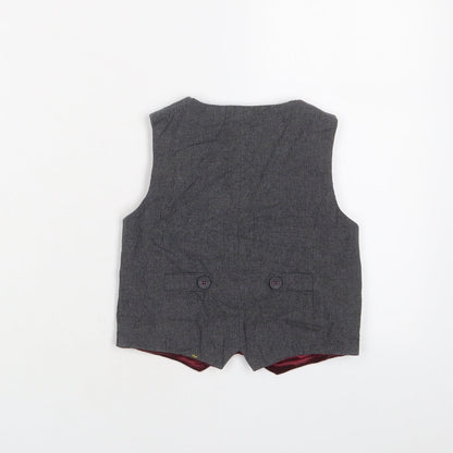 Back view of Autograph boys’ grey houndstooth jacket waistcoat, size 2-3, years button