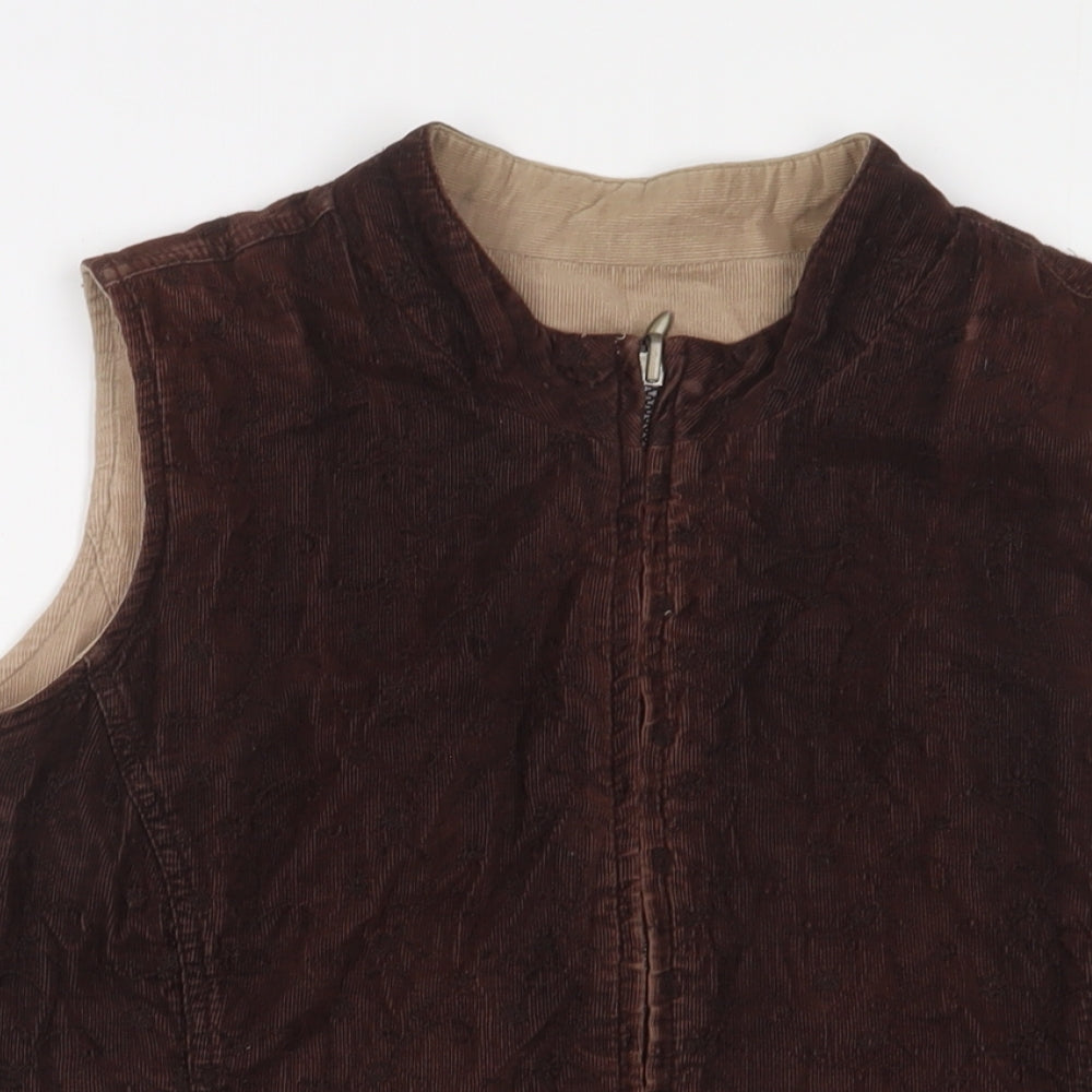 DASH Womens Brown Gilet Jacket Size 12 Zip