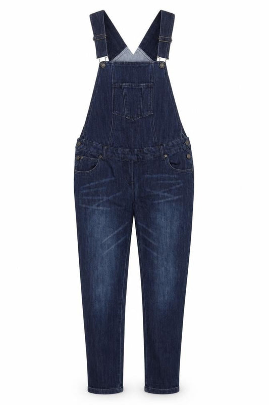 JoJo Maman Bébé Womens Blue Cotton Dungaree One-Piece Size 6 L32 in Button