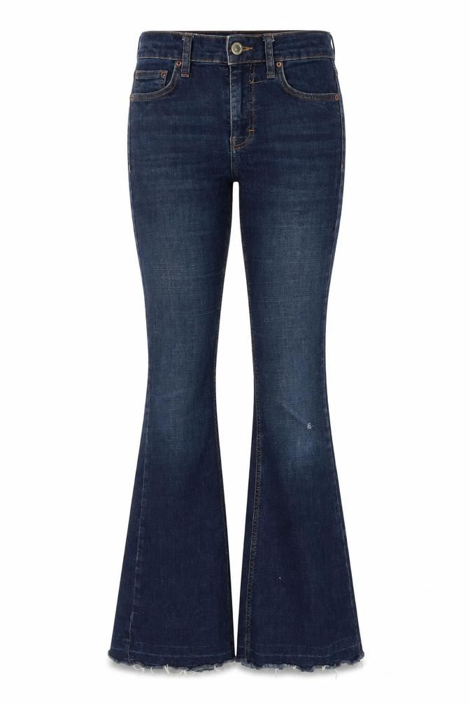Topshop Womens Blue Cotton Flared Jeans Size 26 in L30 in Regular Zip