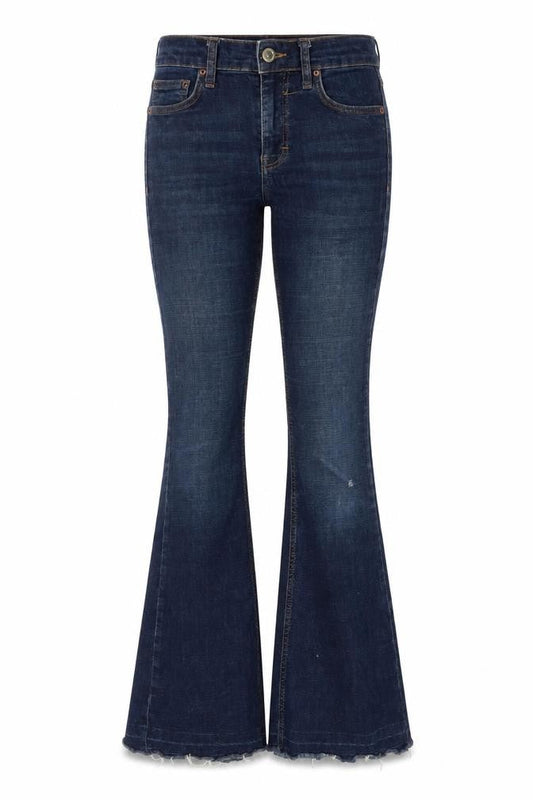 Topshop Womens Blue Cotton Flared Jeans Size 26 in L30 in Regular Zip