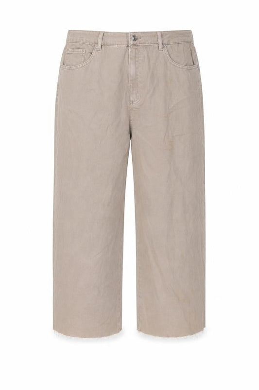 Marks & Spencer Womens Beige Cotton Wide-Leg Jeans Size 20 L23 in Regular Zip