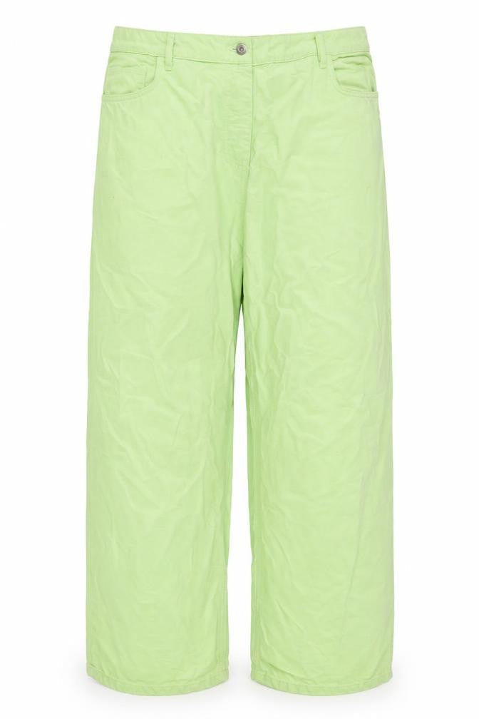 Collusion Womens Green Cotton Wide-Leg Jeans Size 20 L30 in Regular Zip