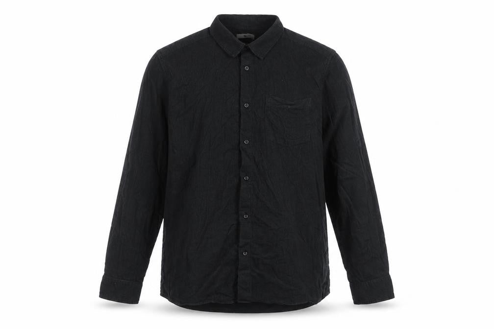 TU Mens Grey Cotton Button-Up Size L Collared Button