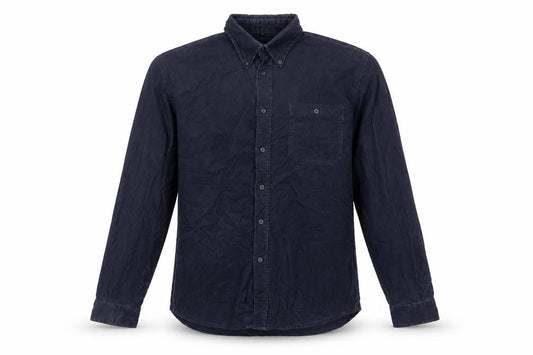 Camargue Mens Blue Cotton Button-Up Size L Collared Button