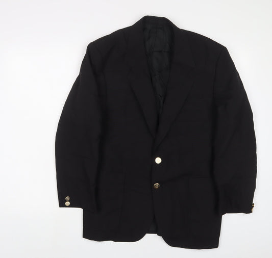 VARTEKS Mens Black Wool Jacket Suit Jacket Size 40 Regular