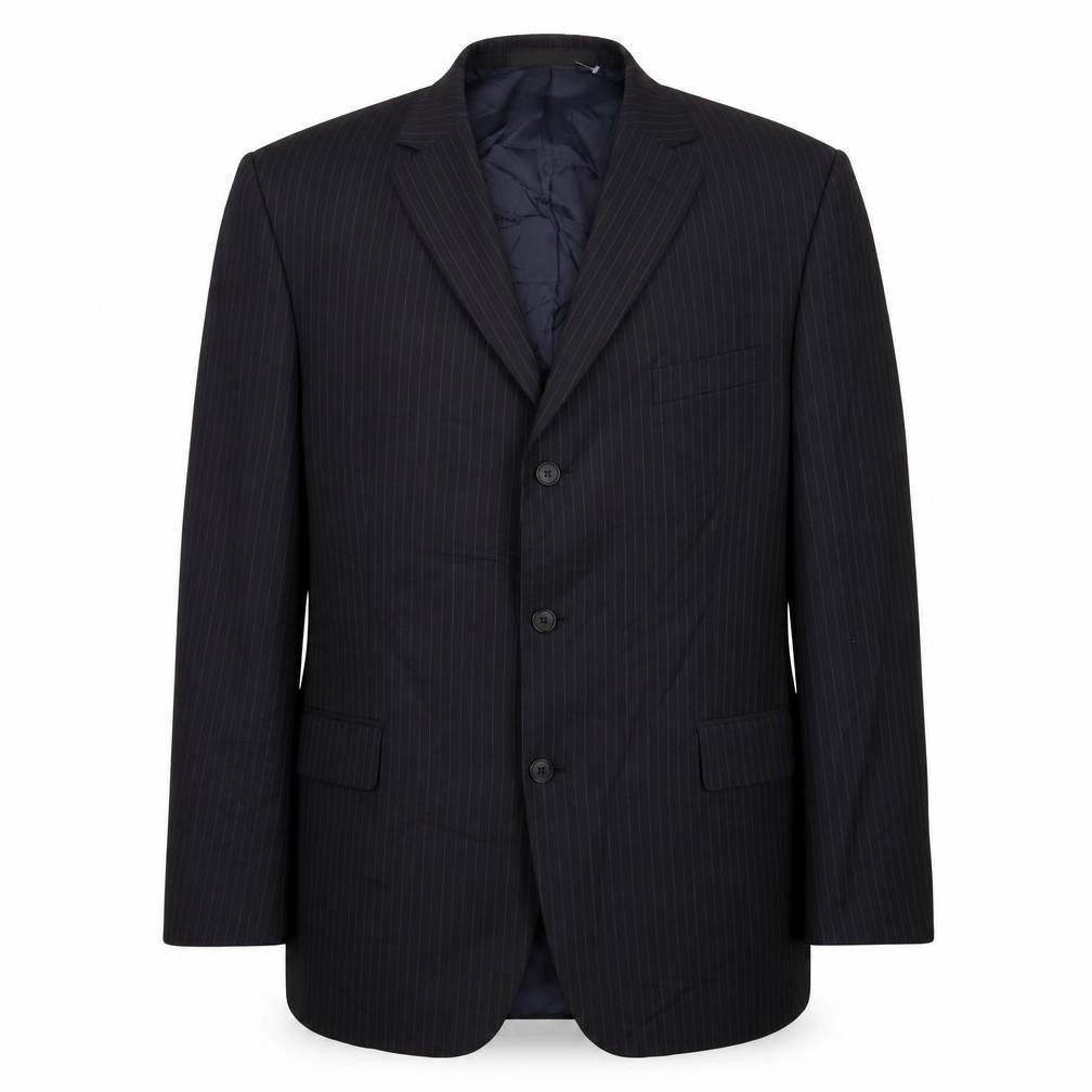 Marks & Spencer Mens Black Striped Polyester Jacket Suit Jacket Size 40 Regular