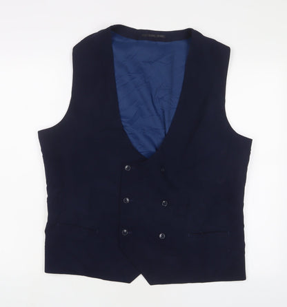 ONESIX5IVE Mens Blue Polyester Jacket Suit Waistcoat Size 46 Regular