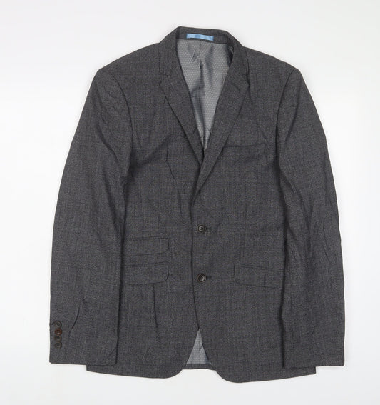Burton Mens Grey Wool Jacket Suit Jacket Size 36 Regular