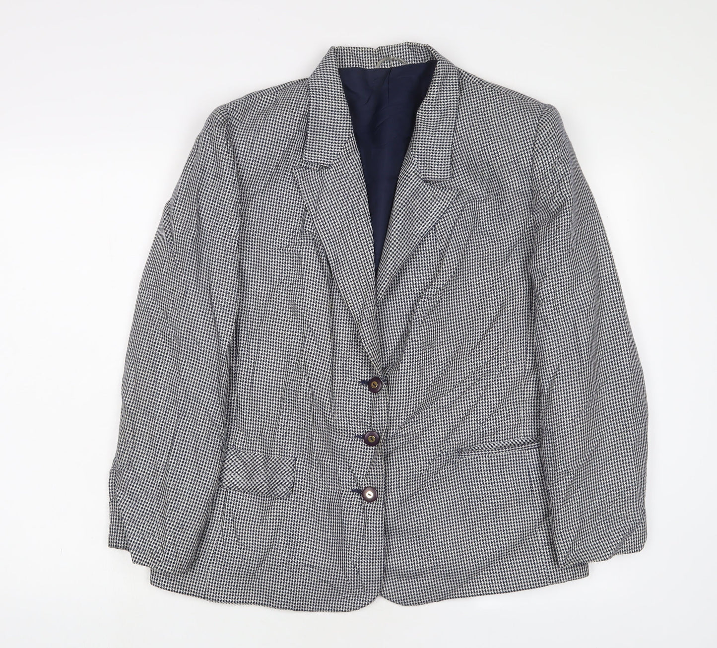 Julius Womens Blue Herringbone Jacket Blazer Size 16 Button