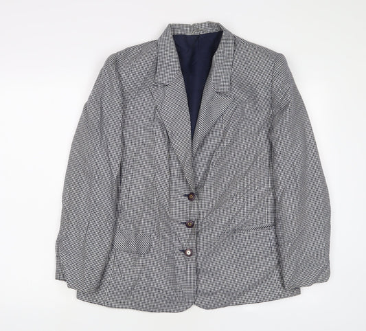 Julius Womens Blue Herringbone Jacket Blazer Size 16 Button