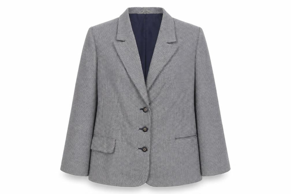 Julius Womens Blue Herringbone Jacket Blazer Size 16 Button