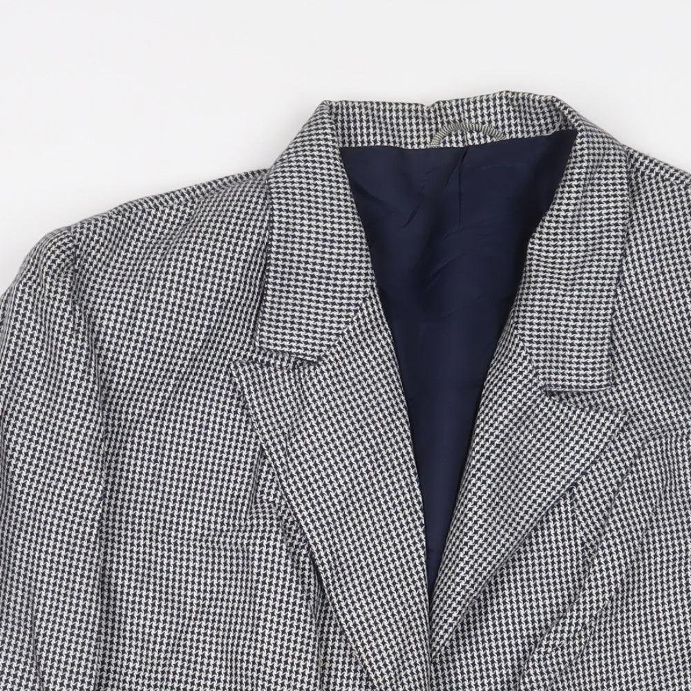 Julius Womens Blue Herringbone Jacket Blazer Size 16 Button