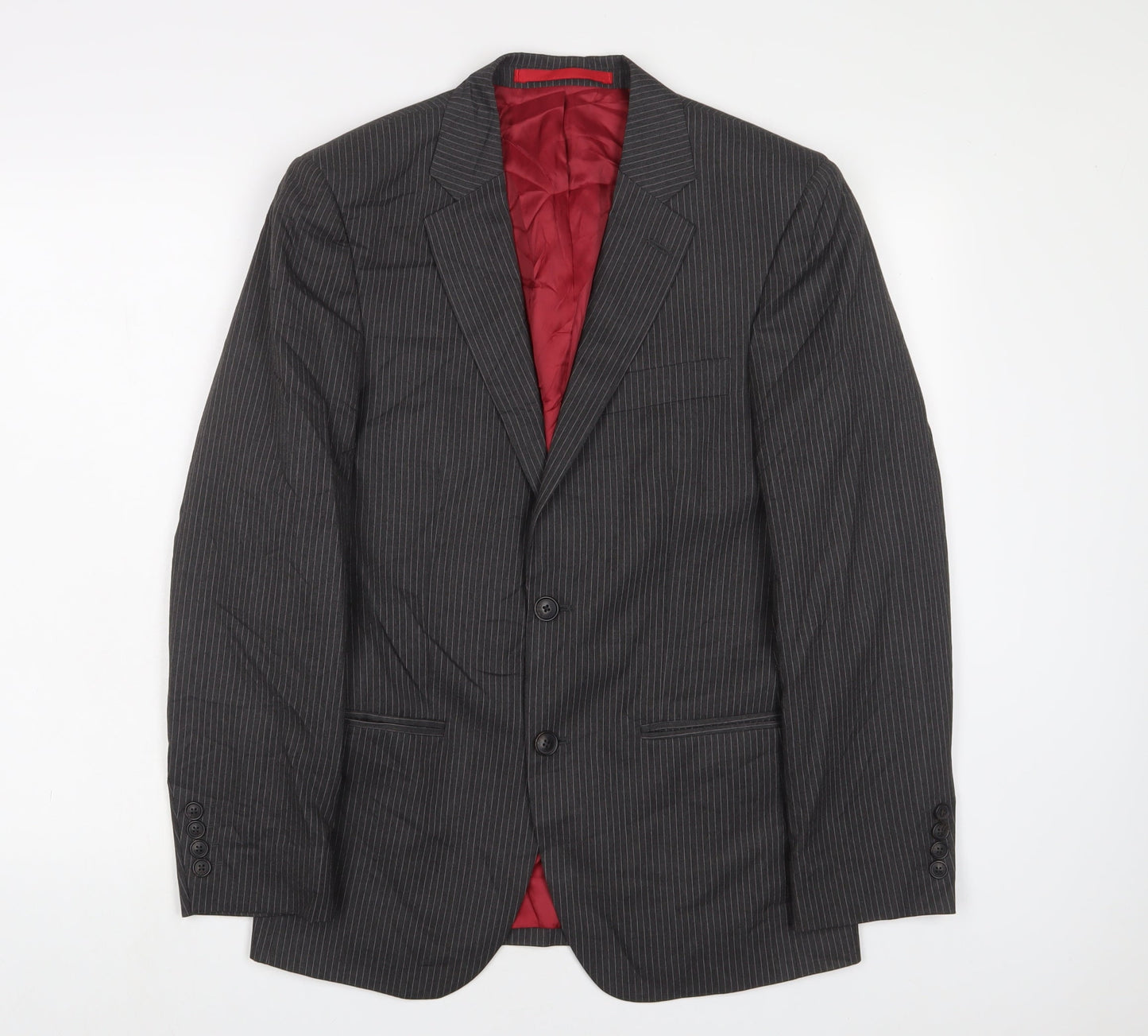 Marks and Spencer Mens Grey Striped Wool Jacket Suit Jacket Size 36 Regular