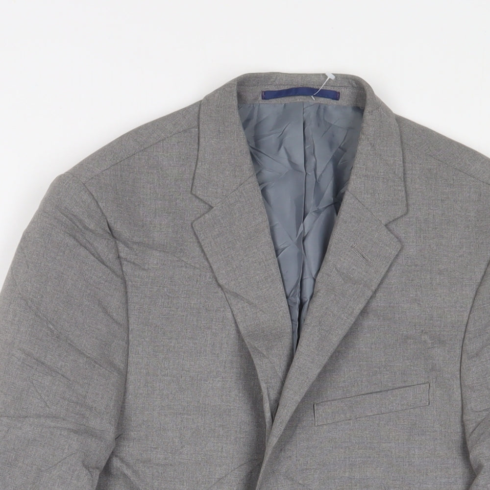 Burton Mens Grey Polyester Jacket Suit Jacket Size 34 Regular