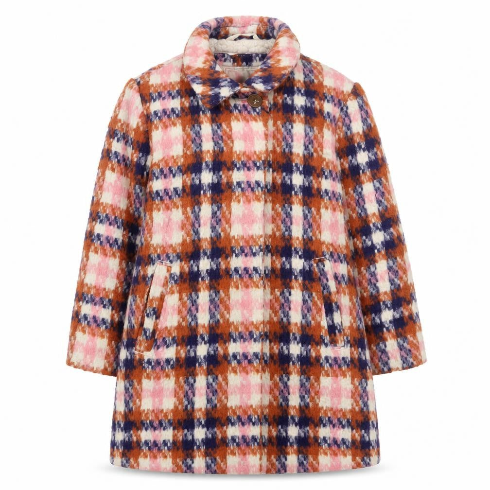NEXT Girls Multicoloured Plaid Overcoat Coat Size 4 Years Button