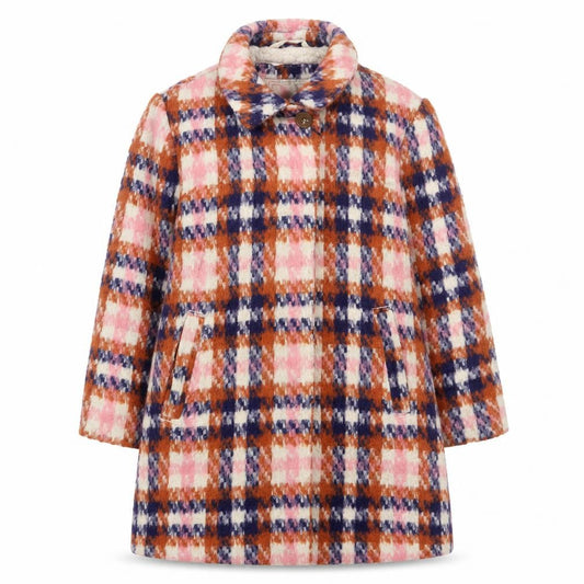 Next Girls Multicoloured Plaid Overcoat Coat Size 4 Years Button