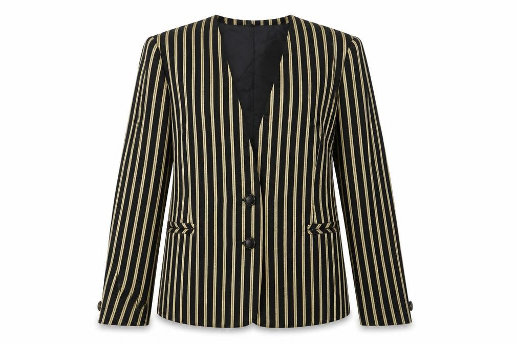 Precis Womens Black Striped Jacket Size 8 Button