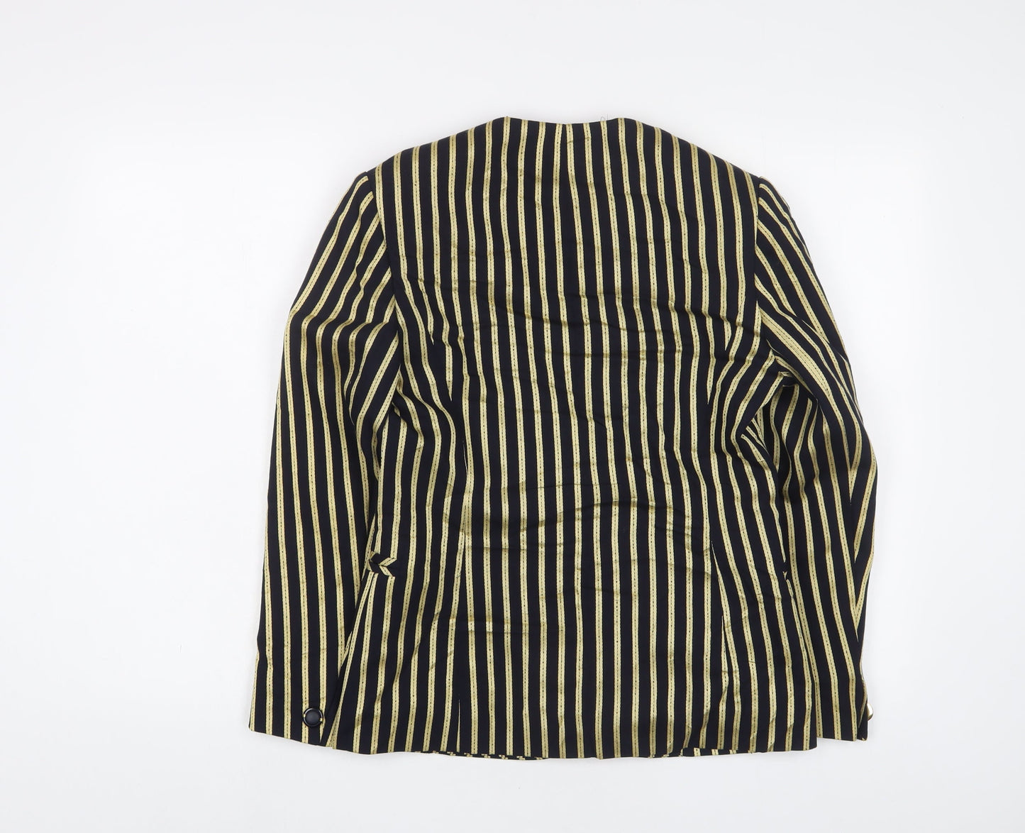 Precis Womens Black Striped Jacket Size 8 Button