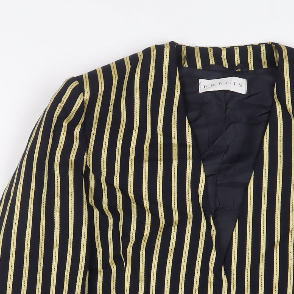 Precis Womens Black Striped Jacket Size 8 Button